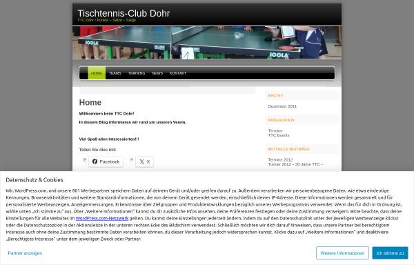 Vorschau von ttcdohr.wordpress.com, Tischtennis Club Dohr