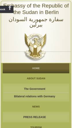 Vorschau der mobilen Webseite www.sudan-embassy.de, Botschaft der Republik Sudan