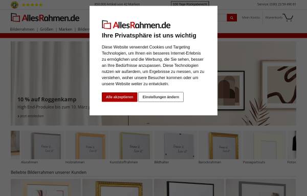 Vorschau von allesrahmen.de, artvera GmbH & Co. KG