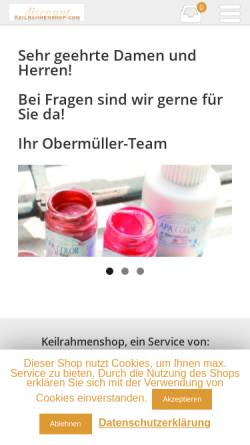 Vorschau der mobilen Webseite www.keilrahmenshop.com, Obermüller Farbengroßmarkt Import GmbH